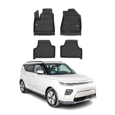 Abbildung von OMAC Gummi Fußmatten kompatibel mit Kia Soul EV 2020 2024 Premium TPE Automatten Schwarz 4X