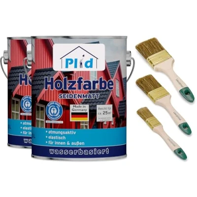 Abbildung von Premium Holzfarbe Holzlack Farbe für Holz Pinsel Silbergrau