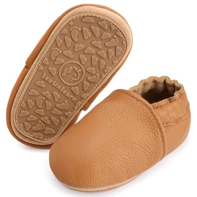 Abbildung von IceUnicorn Krabbelschuhe Baby Lauflernschuhe Weicher Leder Jungen Mädchen Lederschuhe Babys Rutschfeste mit Gummisohle Babyschuhe(Kurkuma, 18 24 Monate)