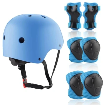Abbildung von ZWOOS Kinder Knieschoner Set mit Helm, Inliner Schutzausrüstung 3 10 Jahre, Knieschützer Kinder, Knie Und Ellenbogenschützer für Skateboard Fahrrad Rollschuh (Rosa)