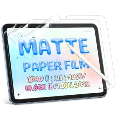 Abbildung von 3 Stück Papier Folie Kompatibel mit iPad 10. Generation 10,9 Zoll 2022, Matte Papierfolie Schutzfolie Displayschutz Blendfreiem Feel Paper Film PET Screen Protector for Writing Drawing Sketching
