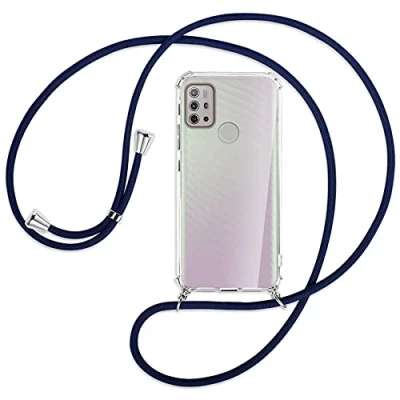 Abbildung von mtb more energy® Handykette kompatibel mit Motorola Moto G10, G20, G30 (6.5&#039;&#039;) dunkelblau Smartphone Hülle zum Umhängen Anti Shock Full TPU Case