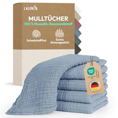 Abbildung von Laleni Spucktuch Spucktücher Baby aus Reiner Baumwolle, (5 tlg), OEKO TEX Zertifizierte Mulltücher