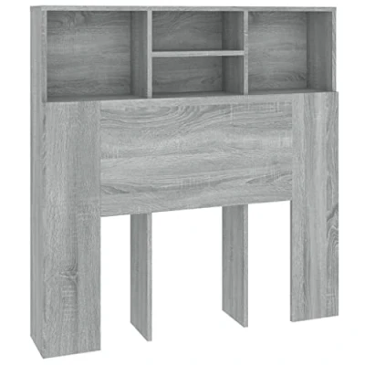 Abbildung von vidaXL Kopfteil mit Ablagen Regal Wand Bücherregal Betthaupt Bettkopfteil Schlafzimmer Grau Sonoma 100x19x103,5cm