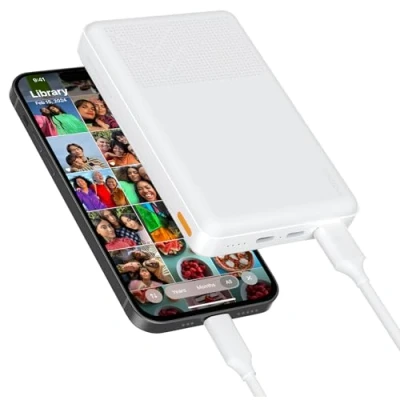 Abbildung von Inateck 500GB Externe iPhone Festplatte für iPhone/iPad mit 5000 mAh Powerbank, 2 in 1 HDD Lightning USB Fotostick iOS Type C Handys Mac und PCs, FE2030