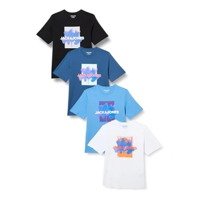 Abbildung von Jack &amp; Jones Herren JCOFLORALS Tee SS Crew Neck FST 4PK MP T Shirt, Blau, XXL