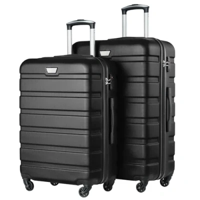 Abbildung von COOLIFE Koffer Premium Hartschalenkoffer Trolley Rollkoffer Reisekoffer Kofferset Handgepäck mit TSA Schloss und 4 Rollen (Mondnacht schwarz, Set 2tlg(M + L))