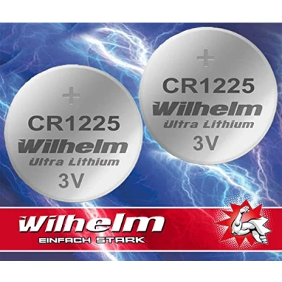 Abbildung von 2 x CR1225 CR 1225 WILHELM Lithium Knopfzelle 3V 52 mAh ø12 2,5 mm Batterie DL1225