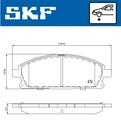 Abbildung von SKF VKBP 80296 Bremsbelagsatz nicht für Verschleißwarnanzeiger vorbereitet NISSAN: X Trail