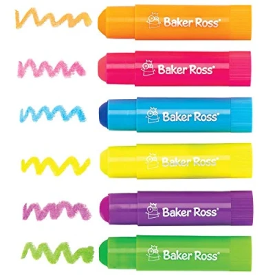 Abbildung von Baker Ross AT769 Neon Postermalstifte in klassischen Farben für Kinder, Kunst und Bastelset (6 x 10 g), sortiert