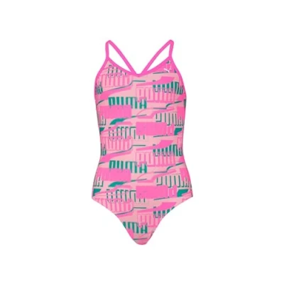 Abbildung von Puma SWIM Girls Printed Swimsuit Badeanzug für Kinder, Größe: 116, Fluo pink