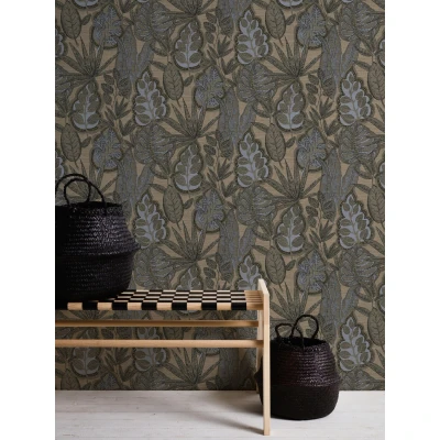 Abbildung von living walls Vliestapete &quot;Famous Garden Blätter Tapete Mustertapete Pflanzen Blattmotiv&quot;, matt, floral für Schlafzimmer Küche Wohnzimmer Design