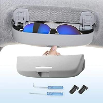 Abbildung von Coleya Auto Brillenetui Kompatibel mit Audi A3 A4 A5 A6 Q3 Q5 Q7, Sonnenbrillenhalter, Brillen Aufbewahrungsbox für 8V 8Y B8 B9 8T F5 C7 C8 8U F3 8R FY Q7 (Grau)
