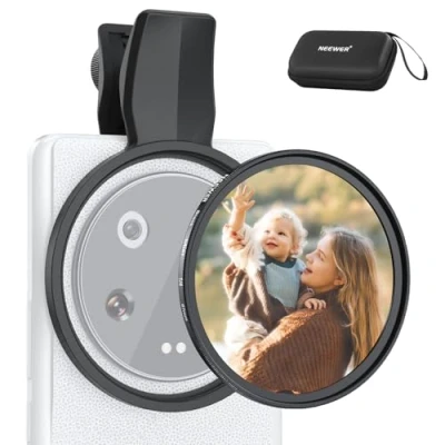 Abbildung von NEEWER 67mm Clip On Black Diffusion 1/4 Filter für Handys, Fotografie Objektiv Zubehör Set Android Smartphone Kamera, Kompatibel mit Samsung Google Pixel Huawei Xiaomi, FL B20