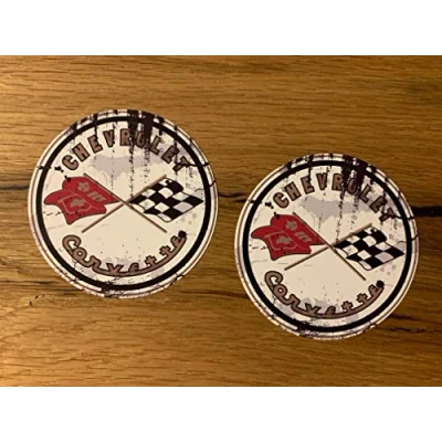 Abbildung von MG068 / 2X Vintage Corvette Flagge Aufkleber 8cm Oldschool Chevy Sticker V8 USa Muscle Car Oldtimer Rennsport Racing Kult