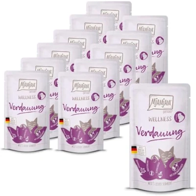Abbildung von MjAMjAM Premium Nassfutter für Katzen Wellness Verdauung Huhn, 12er Pack (12 x 125g), getreidefrei