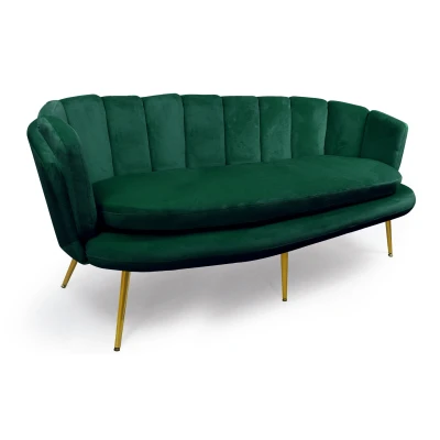 Abbildung von Brenda 3 Sitzer Sofa mit Samtbezug und goldenen Beinen, Grün Menzzo