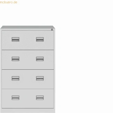 Abbildung von Bisley Hängeregistraturschrank ECO, doppelbahnig, DIN A4, 4 HR Schubladen, Farbe lichtgrau