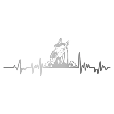 Abbildung von Finest Folia Aufkleber Herzschlag Tiere Breite 27cm Lifeline Heartbeat Deko Sticker Selbstklebend für Auto Kühlschrank Laptop Autoaufkleber K150 (Silber, 22 Pferd)