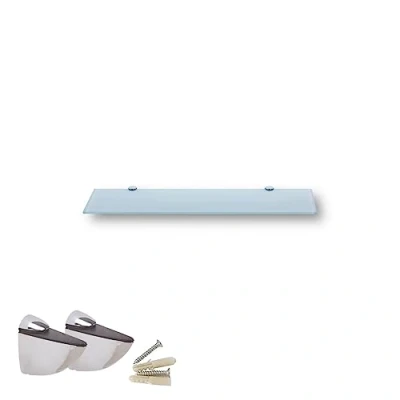 Abbildung von Euro Tische Wandregal aus Glas, 40 cm, Regal für Badezimmer, Duschregal weißem Glas mit 6 mm dickem Sicherheitsglas und Metallhalterungen (weiß)