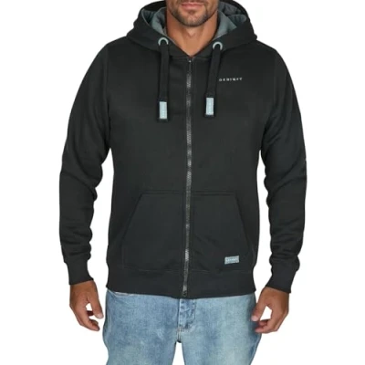 Abbildung von DENIMFY Sweatjacke Herren mit Kapuze Reißverschluss Regular Fit DFLeo Kapuzenjacke, Größe:S, Farben:Black Turbid Blue