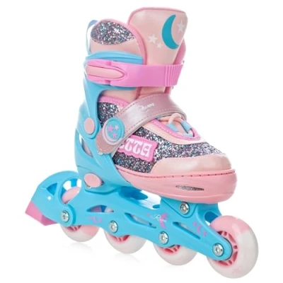 Abbildung von Verstellbare Rollschuhe Leuchtende LED Räder Etta Pink/Blue