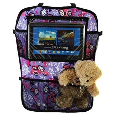 Abbildung von Auto Rücksitz Tablet iPad Organizer Multi Tasche Rückenlehnenschutz Sitzschoner Figuren Autos violett [007]