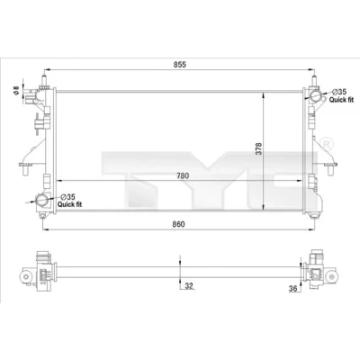Abbildung von TYC 709 0028 R Kühler, Motorkühlung 780 378 34 Schaltgetriebe Kühlrippen mechanisch gefügt FIAT: Ducato III Kastenwagen, Bus