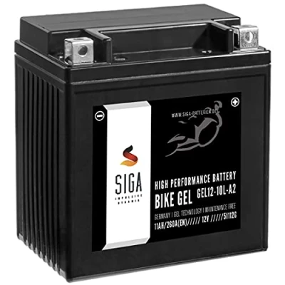 Abbildung von SIGA GEL Motorradbatterie 12V 11Ah 260A/EN Batterie YB10L A2 GEL12 10L B BS 12N10 3B 51112