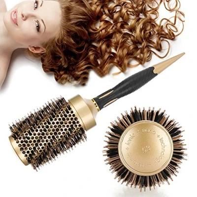 Abbildung von Professionelle Keramik Haar Rundbürste, Professionelles Antistatisches Rundes Kamm Salon Styling Bürsten Twill Nylon Broach für Haare föhnen, Styling, Curling(53mm)