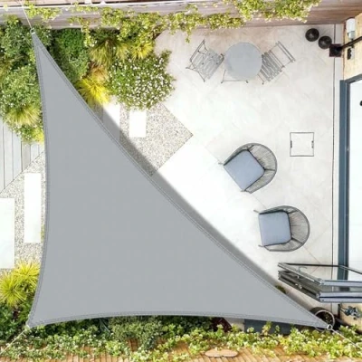 Abbildung von AXT SHADE Sonnensegel Wasserdicht Dreieck Rechtwinklig 3x3x4,25m Wetterschutz Sonnenschutz PES Polyester mit UV Schutz für Terrasse Balkon Garten Hellgrau