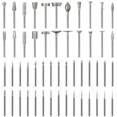 Abbildung von Diamant Fräser Set 52 Stück, Schleifstift Kompatibel mit Dremel Schleifaufsätze Rotary Tool Zubehör 3mm Schaft Passform Für Glas, Edelstein, Jade Detail Polieren Gravieren, Perle Bohren