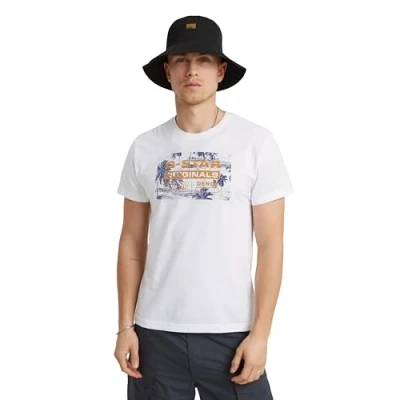 Abbildung von G Star Framed PALM Originals Tshirt print, Herren, Größe: Medium, White
