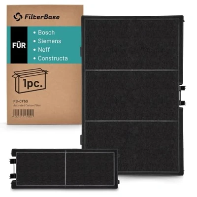 Abbildung von FilterBase® Aktivkohlefilter 2 teilig passend für Bosch DWZ0AK0A0, 11018700 Siemens LZ10AKA00 Neff Z51AIA0X0 Constructa 17000965 (450 x 255 24 mm)