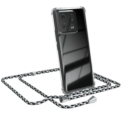 Abbildung von EAZY CASE Handykette kompatibel mit Xiaomi 13 Pro, Handytasche zum Umhängen, Smartphone Necklace, transparent Hülle stossfest in Schwarz