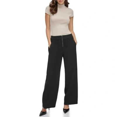 Abbildung von DKNY Women&#039;s Pull On Wide Leg Twill Trousers, Black, X Large