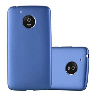 Abbildung von Cadorabo Hülle kompatibel mit Motorola Moto G5 Schutzhülle TPU Silikon Case Metallic Design Slim Kratzfest Weiche Gummi Rundumschutz für in Blau