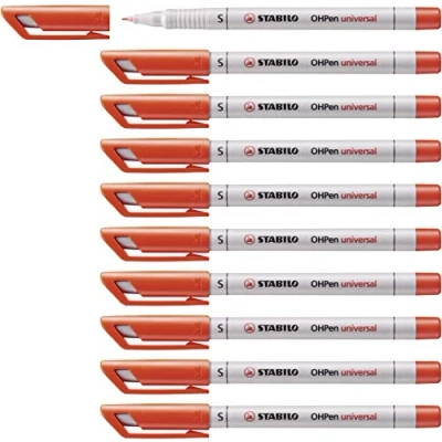 Abbildung von Folienstift STABILO OHPen universal wasserlöslich superfein 10er Pack rot