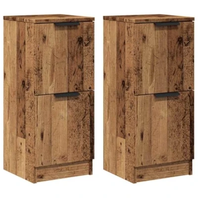 Abbildung von vidaXL Sideboard Sideboards 2 Stk. Altholz Optik 30x30x70 cm Holzwerkstoff (2 St)