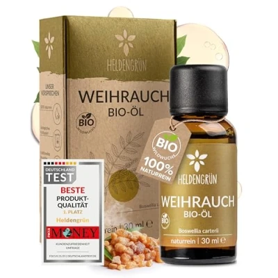 Abbildung von Heldengrün© BIO Weihrauchöl [100% NATURREIN] Reines Weihrauch Öl Duftöl in Parfumqualität Nachhaltiger Wildwuchs Frankincense Oil