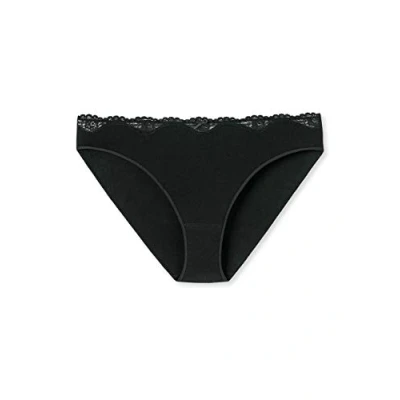 Abbildung von Schiesser Damen Taislip mit Spitze Pure Cotton Taillenslip, schwarz_166636, 38