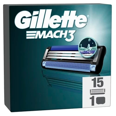 Abbildung von Gillette Mach3 Standard Rasierer für Männer, 15 Ersatzklingen, mit Gleitstreifen ein sanftes Gleiten und NEUER Klingenbeschichtung