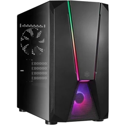 Abbildung von Silverstone FARA V1M PRO Stilvolles und markantes Micro ATX Gaming Gehäuse aus Hartglas, SST FAV1MB