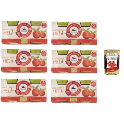 Abbildung von 6x Alce Nero Omogeneizzato di Mela Apfelpüree 2 x 80 g + Italian Gourmet polpa 400g