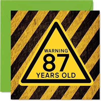Abbildung von lustige Geburtstagskarte zum 87. Geburtstag für Männer und Frauen Achtung Happy Birthday Karte Vater, Mutter, Großvater, Oma, Onkel, Tante, 145 mm x mm,