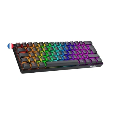 Abbildung von Geeky GK61 60% Hot Swappable Mechanische Gaming Tastatur 62 Tasten Multi Color RGB LED Hintergrundbeleuchtung für PC/Mac Gamer ISO FR AZERTY Französisches (Schwarz, Mechanical Speed Yellow)