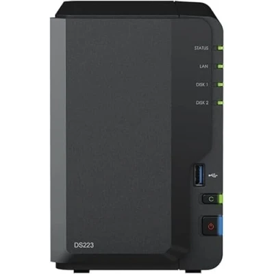 Abbildung von Synology DS223 2 Bay Diskstation NAS (Realtek RTD1619B Quad Core 2GB Ram 1xRJ 45 1GbE LAN Port) 16TB Bundle mit 2X 8TB Plus Serie HDDs (HAT3310 8T)
