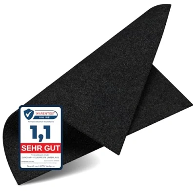 Abbildung von EVOCAMP feuerfeste Unterlage 60x30 cm hitzebeständig bis zu 982 C, Feuerfester Stoff ideal als Feuerschutzmatte oder Grillunterlage, Hitzeschutzmatte Nicht brennbar, Platte Brandschutz