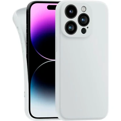 Abbildung von MyGadget Hülle Kompatibel mit iPhone 14 Pro robuste Silikon Schutzhülle TPU Case Slim Silikonhülle Back Cover Kratzfest Handyhülle Matt Weiß