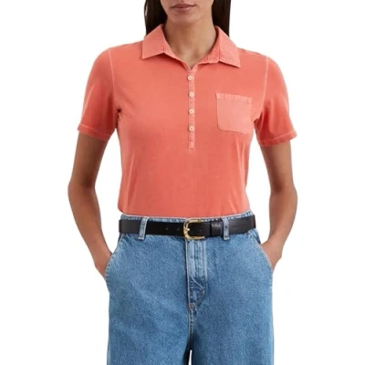 Abbildung von Marc O&#039;Polo Kurzarm SLIM MIT Mixdetails Poloshirt, Damen, Größe: Medium, Burnt red